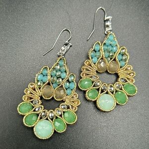 Green Beaded Earrings by Kathy Gelfand